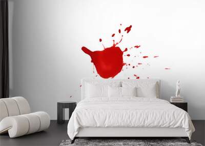 Blood splatters. Red blots of watercolor Realistic bloody splatters for Halloween Drop of blood concept. Wall mural